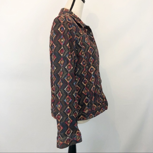 Coldwater Creek Multi Colored Tribal Print Embroidered Jacket Medium - Picture 5 of 8